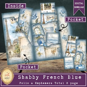 Shabby Franse driebladige folio junk Journal Vintage reizen mini Folio Junk Journal Kit digitale opvouwbare foliomap Kit Pocket invoegen kortstondige