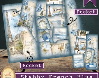 Shabby French Trifold Folio Junk Journal – Vintage Travel Mini Folio Kit