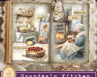 Grandma's Kitchen Junk Journal Kit: Vintage Recipe Ephemera (Digital Download)