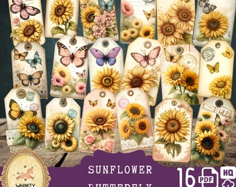 Vintage Botanical Tags & Labels, Printable Junk Journal Embellishments ...