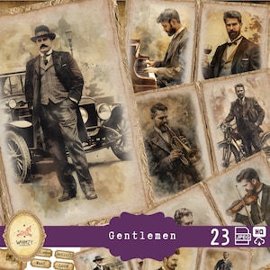 Gentlemen Junk Journal Kit, Männer druckbare Seite Collage Sheets, Junk Journal Printables, ihn, männlichen Junk, Vatertag, Vintage, Ehemann