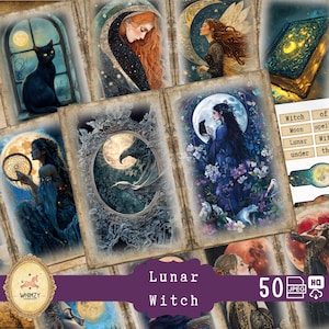 Lunar Witch JunkJournal Kit Zaubersprüche Wald Grimoire Buch der Schatten Natur Handwerk Grimoire Buch der Schatten Naturhandwerk Grüne Hexe Kit