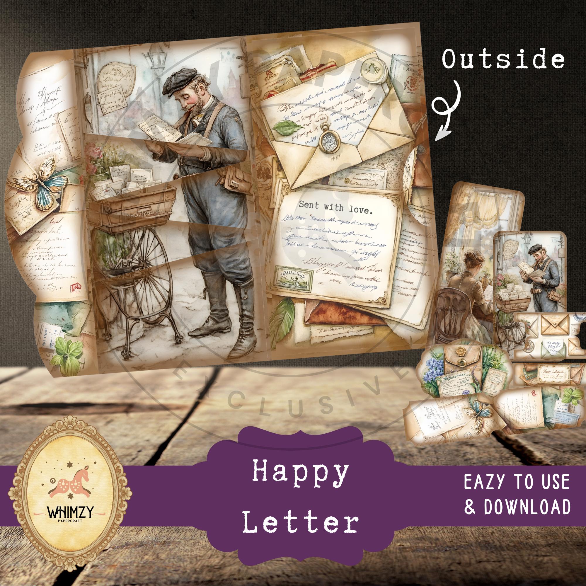 Vintage Letter Trifold Folio Junk Journal Kit Mini Folding Digital ...