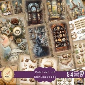 Coffret de curiosités Journal de la nature, exploration de la nature, kit imprimable, histoire naturelle, fossiles, création en papier, science victorienne, étiquette éphémère vintage