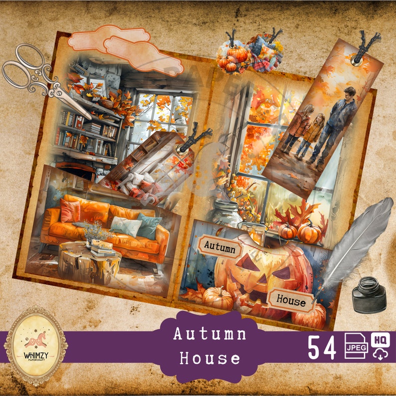 Autumn Junk Journal Kit, Cozy House Fall Printable Ephemera Paper - Etsy