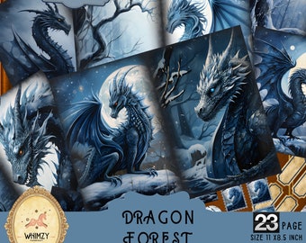 Dragon Forest Junk Journal Kit | Fantasy Collage Printables | Dragon Ephemera Papers