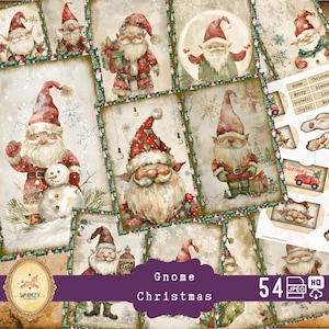 Christmas Junkjournal Kit Gnome Merry Christmas Junk Journal Pages Santa Scene Junk Journal Printable Paper Journal Christmas Sheets Giftful