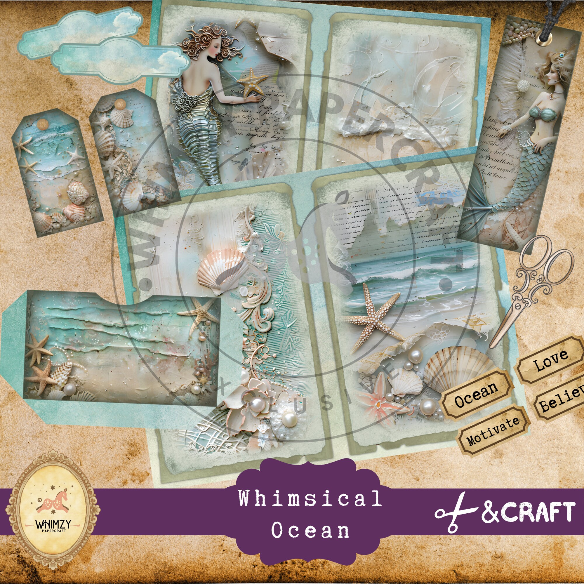 Nautical Junk Journal Printable, Ocean Beach Scrapbook Kit, Coastal ...
