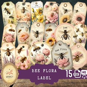 Bee Tag Fussy Cut Bees Bee Junk Journal Kit Bee Printables Fussy Cuts Ephemera For Junk Journals Bee Images Supplies Embellishment Scrapbook