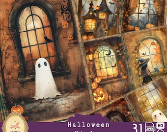 Kit per diario di Halloween con finestra, diario inquietante e stampabile