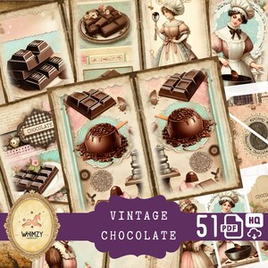 Schokolade Junk Journal Add-On Vintage Schokoladen Kaffee Ephemera Papiere Viktorianische Vintage Süßigkeiten Dekorative Tags Karten Umschläge Printable