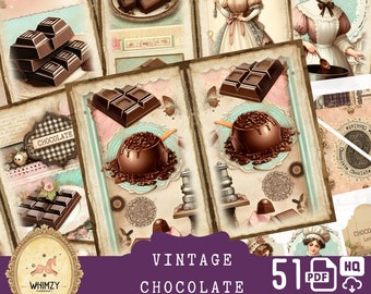 Chocolate Junk Journal Papers | Vintage Coffee & Sweets Ephemera