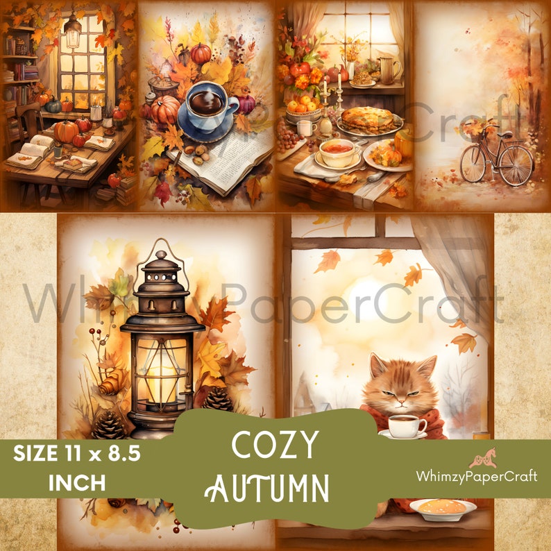 Autumn Junk Journal Kit, Fall Scene Printable Papers, Cozy Autumn ...