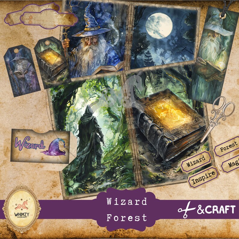 Wizard Forest Junk Journal Kit, Witchy Magic Printable Ephemera Digital ...