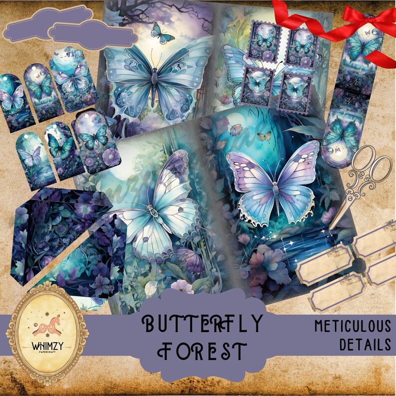 Butterfly Junk Journal Kit Fantasy Forest Printable Pages - Etsy