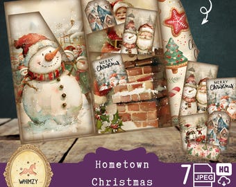Christmas Trifold Folio Junk Journal Kit, Cozy Winter Ephemera & Pocket Inserts