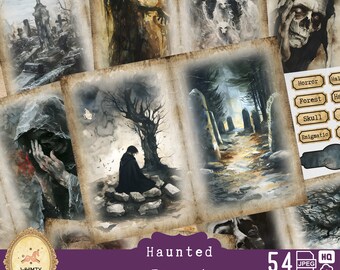 Kit diario spazzatura del forestale infestato: materiale effimero delle streghe di Halloween (stampabile)