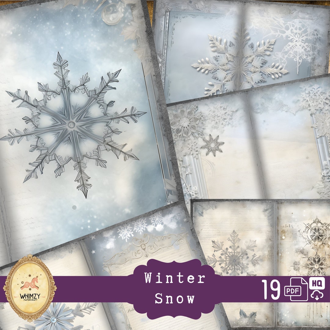 Winter Junk Journal Kit, Christmas Snowflake Papers, Cozy Shabby Chic ...
