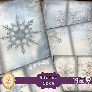 Winter Junkjournal, Winterschnee, Weihnachten Digital, Schneeflocken,gemütlicher Winter Weihnachten,Schnee Winter kalt Saisonaler Winter Grunge Shabby Chicful