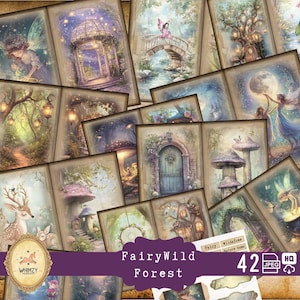 Kit de diário de fadas para imprimir, floresta selvagem, jardim, fada, floral, primavera, papel, diário da natureza, vintage, surrado, floresta mágica, presente