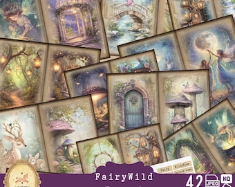 Fairy Junk Journal Kit, Wild Forest Garden Printable Ephemera