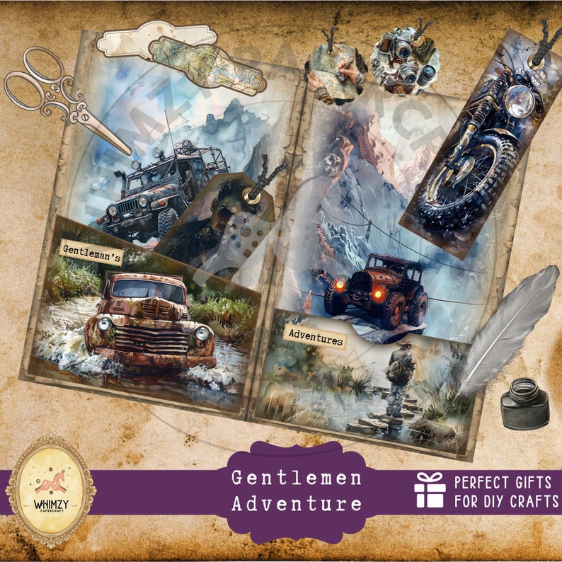 Men’s Adventure Junk Journal Kit | Vintage Gentleman Expedition ...