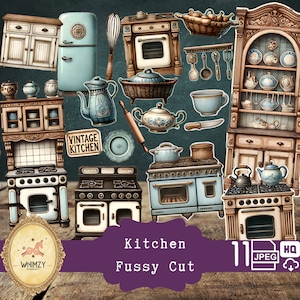 Alte Küche Tag Junk Journal Ephemera Pingelig Schnitt Rezept Junk Journal Pantry Backen Küche Kochen Tee Retro druckbare digitaler Download blau