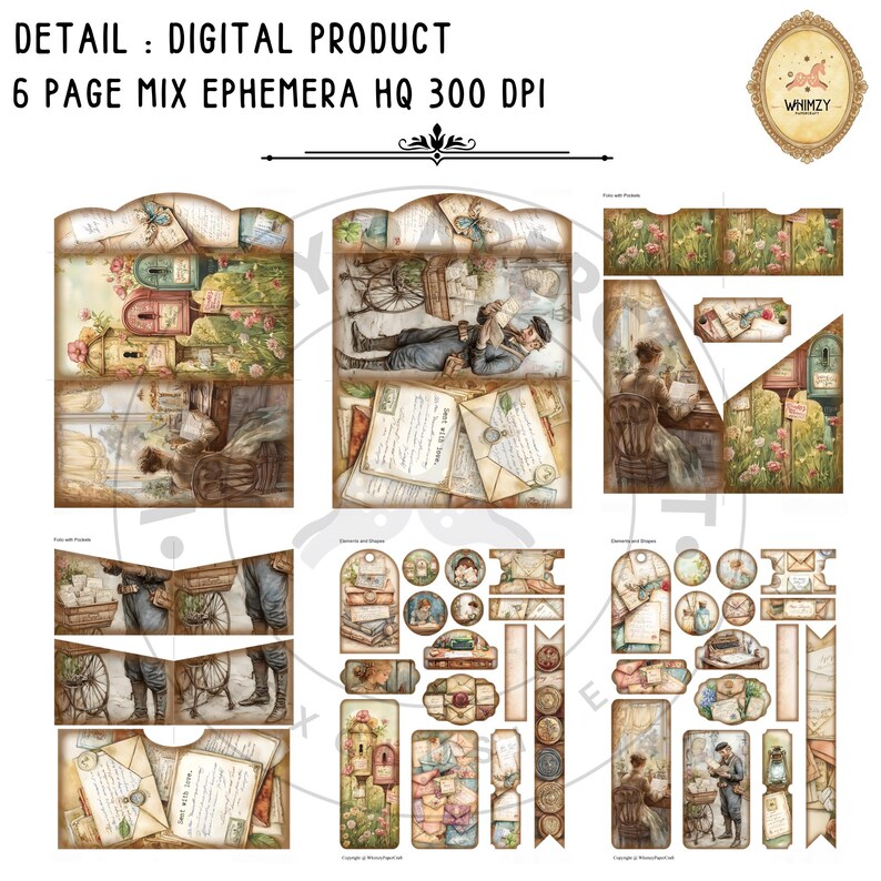 Vintage Letter Trifold Folio Junk Journal Kit Mini Folding Digital ...