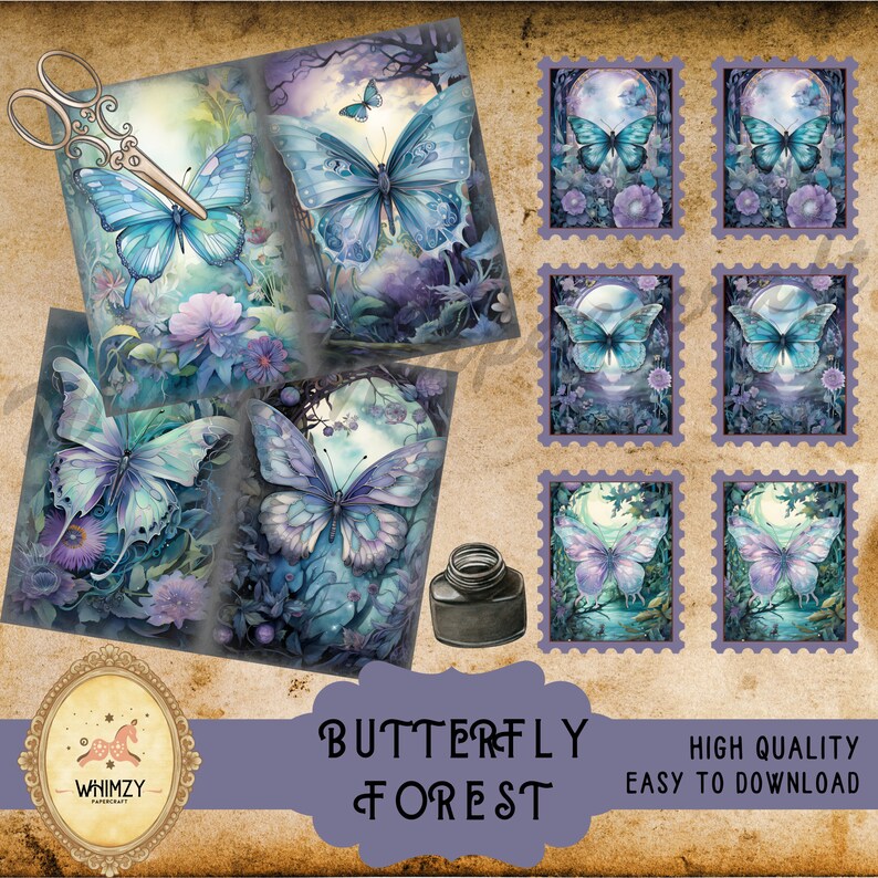 Butterfly Junk Journal Kit Fantasy Forest Printable Pages - Etsy