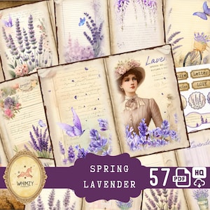 Lavendel Junk Journal Druckbare Seiten Lavendel Junk Journal Kit Lavendel Junk Journal Papier Viktorianischen Frühling Lavendel Digitale Collage Sheet