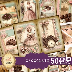 Papéis de diário lixo de chocolate, chocolates vintage, café, papéis efêmeros, vitoriano, vintage, doces, etiquetas decorativas, cartões, envelopes para impressão