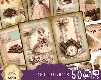 Chocolate Junk Journal Papers | Vintage Sweets & Coffee Ephemera | Victorian Dessert