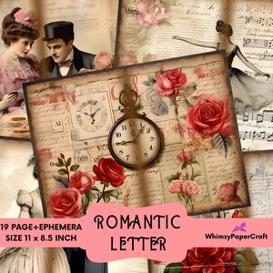 Liebesbriefe Papier Kit Vintage viktorianischen druckbare viktorianische Schmuck Kit Vintage Schmetterling Rose Papier Botanische Shabby Chic Liebhaber Geschenk