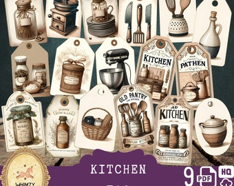 Alte Küche Junk Journal Kit | Retro Rezept Ephemera | Backen & Kochen druckbare digitale Download,