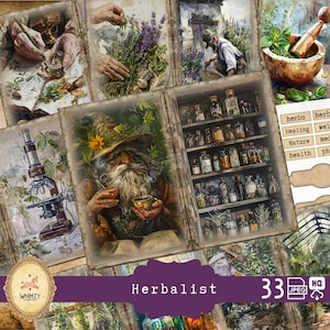 Kit de journal indésirable herboriste apothicaire victorien botanique botanique imprimable herboriste herboriste éphémère herbes Junkjournal plante alchimie cadeau