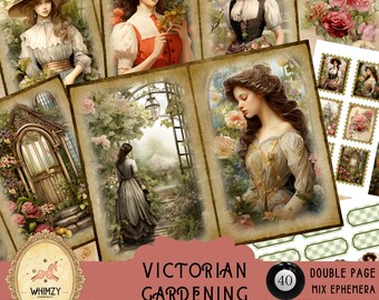 Kit de diario basura de jardín / Flores y efímeras de jardín imprimibles / Botánico victoriano