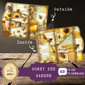 May include: A printable digital paper pack with a honey bee and sunflower theme. The paper pack includes images of honeycombs, jars of honey, and bees. The paper pack is perfect for scrapbooking, card making, and other paper crafts.