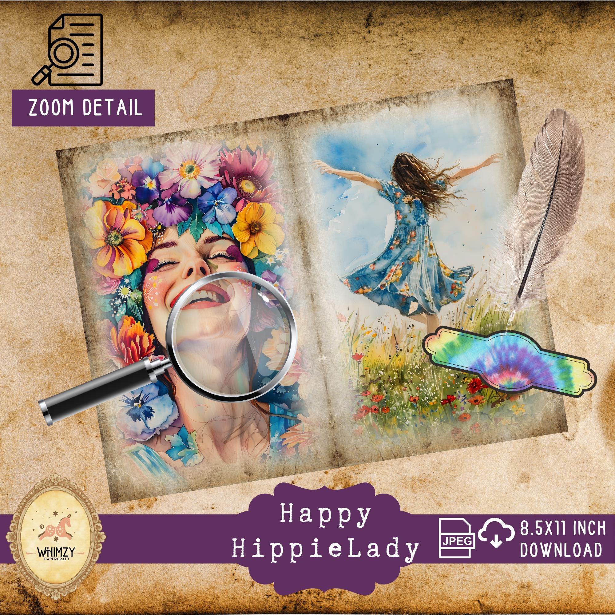 Hippie Junk Journal Kit Happy Lady Junk Journal Hippie Lady