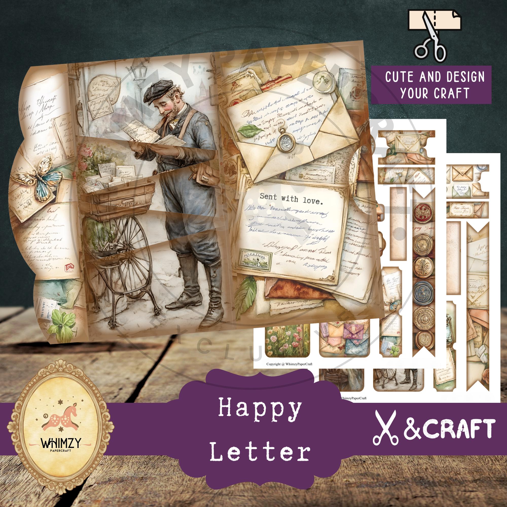 Vintage Letter Trifold Folio Junk Journal Kit Mini Folding Digital ...