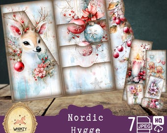 Trifold kerstfolder voor junkjournal: regenboog ephemera (digitale download)