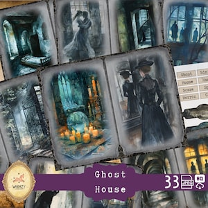 Ghost House JunkJournal Kit, Halloween Printable Ephemera, Haunted Horror Junkjournal, Creepy Gothic Spooky DIY Junk Journal, Halloween Scrapbook Kit, spooky vibes, haunted house illustrations, Halloween ephemera, creepy and gothic designs, this printable kit is perfect for junk journals, scrapbooking, and DIY horror-themed crafts., Halloween and haunted-themed junk journals & folios,

Add spooky, creepy, and gothic ephemera to your projects,