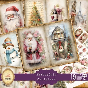 Klassisches Weihnachten Junk Journal Kit, Nikolaus Szene Junk Journal Druckbares Papier, Frohe Weihnachten Junk Journal Seiten, Shabby Collage Sheet