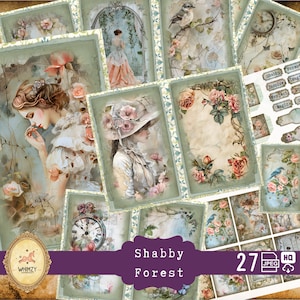Forest Junk Journal Kit magische wilde bossen Victoriaanse oude boswachter afdrukbare Victoriaanse boswachter begaafde vintage boswachters Shabby Bird Papers