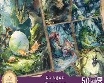 Dragons Dungeon Junk Journal Kit | Fantasy Collage Printables | Dragon Digital Ephemera