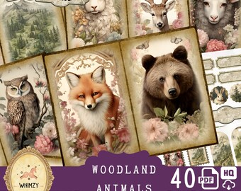 Woodland Junk Journal Kit | Vintage Forester Animal Printable