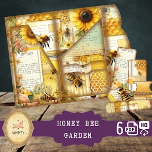 Honey Bee Trifold Folio Junkjournal Kit Vintage DIY Mini