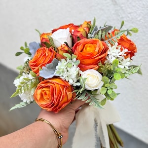 Orange Roses madde of Bridal bouquet and boutonniere