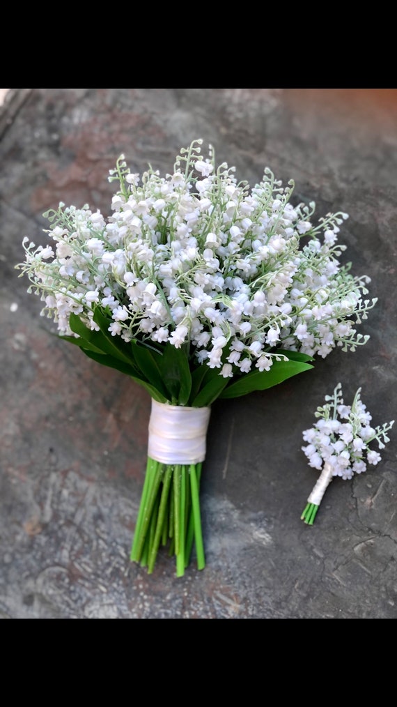 Maiglöckchen Hochzeitsstrauß & Boutonniere Set