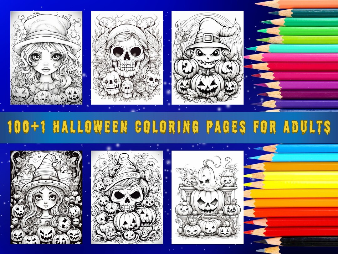 Spooktacular Halloween Coloring Pages for Adults Set of - Etsy