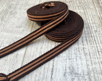 Tablet woven leg wraps simple pattern brown wool reenactment viking historical costume larp sca card weaving
